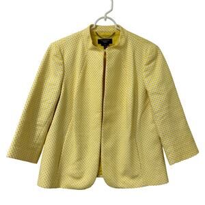 Talbots Womens Size 14 Petite Yellow Open Front 3/4 Sleeve Jacket Office Preppy
